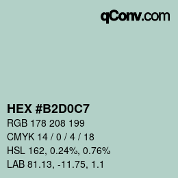 カラーコード: HEX #B2D0C7 | qconv.com