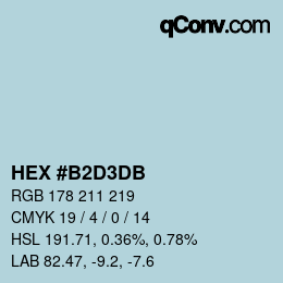 Color code: HEX #B2D3DB | qconv.com