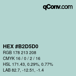 Color code: HEX #B2D5D0 | qconv.com