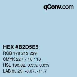 Farbcode: HEX #B2D5E5 | qconv.com