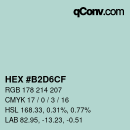 Color code: HEX #B2D6CF | qconv.com
