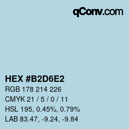 颜色代码: HEX #B2D6E2 | qconv.com