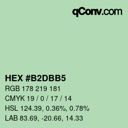 Color code: HEX #B2DBB5 | qconv.com