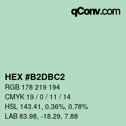 Color code: HEX #B2DBC2 | qconv.com