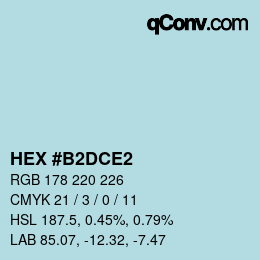Código de color: HEX #B2DCE2 | qconv.com