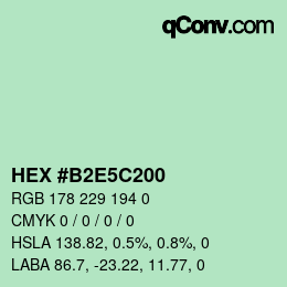 Farbcode: HEX #B2E5C200 | qconv.com