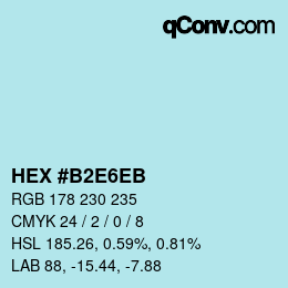 Color code: HEX #B2E6EB | qconv.com