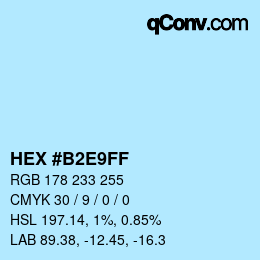 カラーコード: HEX #B2E9FF | qconv.com