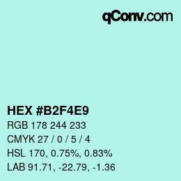 Color code: HEX #B2F4E9 | qconv.com