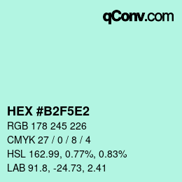 Color code: HEX #B2F5E2 | qconv.com