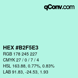 Color code: HEX #B2F5E3 | qconv.com