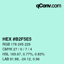 Color code: HEX #B2F5E5 | qconv.com