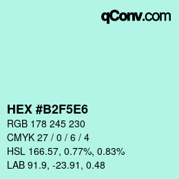 Color code: HEX #B2F5E6 | qconv.com