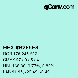 Color code: HEX #B2F5E8 | qconv.com
