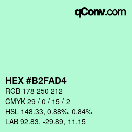 カラーコード: HEX #B2FAD4 | qconv.com