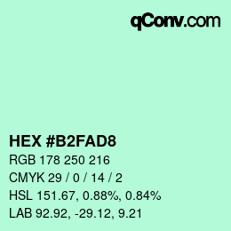 Color code: HEX #B2FAD8 | qconv.com