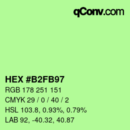 Color code: HEX #B2FB97 | qconv.com