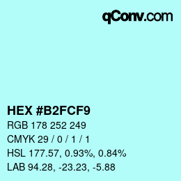 カラーコード: HEX #B2FCF9 | qconv.com