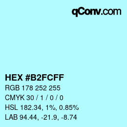 Color code: HEX #B2FCFF | qconv.com