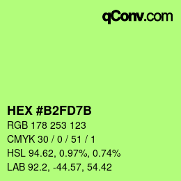 Color code: HEX #B2FD7B | qconv.com