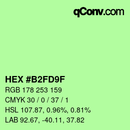 Color code: HEX #B2FD9F | qconv.com