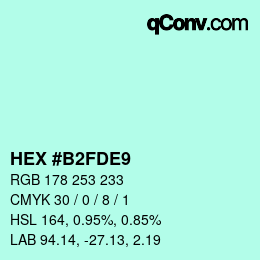 颜色代码: HEX #B2FDE9 | qconv.com