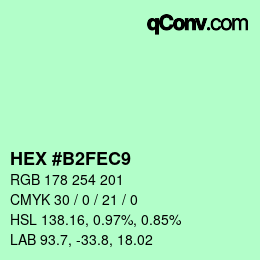 カラーコード: HEX #B2FEC9 | qconv.com