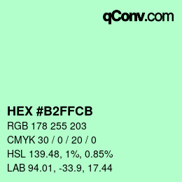 Color code: HEX #B2FFCB | qconv.com