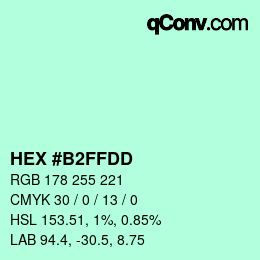 Color code: HEX #B2FFDD | qconv.com