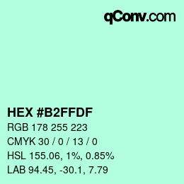 Color code: HEX #B2FFDF | qconv.com
