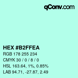 カラーコード: HEX #B2FFEA | qconv.com
