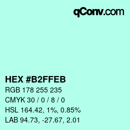 Color code: HEX #B2FFEB | qconv.com