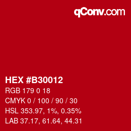 Farbcode: HEX #B30012 | qconv.com