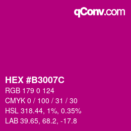 Farbcode: HEX #B3007C | qconv.com