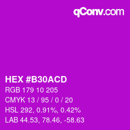 颜色代码: HEX #B30ACD | qconv.com