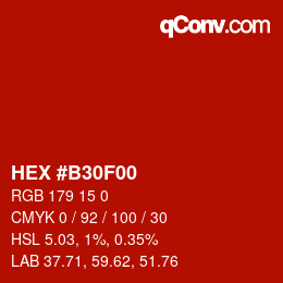 Color code: HEX #B30F00 | qconv.com