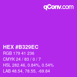 Color code: HEX #B329EC | qconv.com