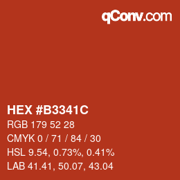 Color code: HEX #B3341C | qconv.com