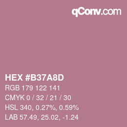 颜色代码: HEX #B37A8D | qconv.com