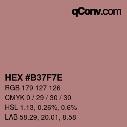 Color code: HEX #B37F7E | qconv.com