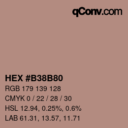 Farbcode: HEX #B38B80 | qconv.com