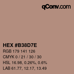 Color code: HEX #B38D7E | qconv.com