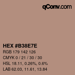 Color code: HEX #B38E7E | qconv.com