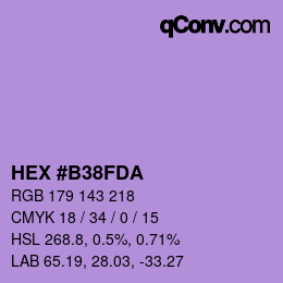 カラーコード: HEX #B38FDA | qconv.com