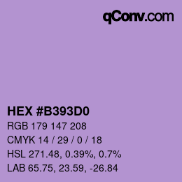 Code couleur: HEX #B393D0 | qconv.com