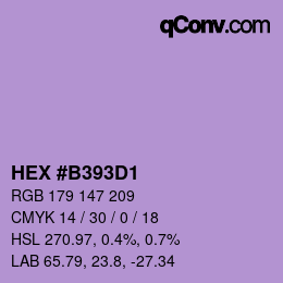 Code couleur: HEX #B393D1 | qconv.com