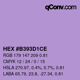 颜色代码: HEX #B393D1CE | qconv.com