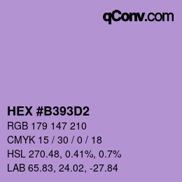 Farbcode: HEX #B393D2 | qconv.com