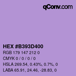 Code couleur: HEX #B393D400 | qconv.com