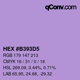 Farbcode: HEX #B393D5 | qconv.com